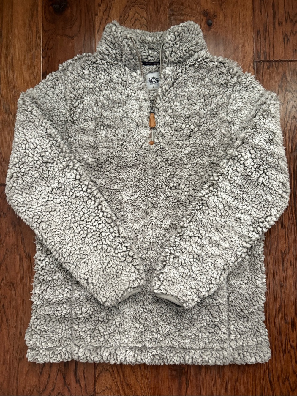 Katydid Plush Sherpa Quarter-Zip Pullover - Light Gray size S